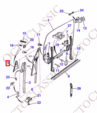 Jaguar XJS Cornice del finestrino della portiera anteriore sinistra o destra nera BEC14875 / BEC14874