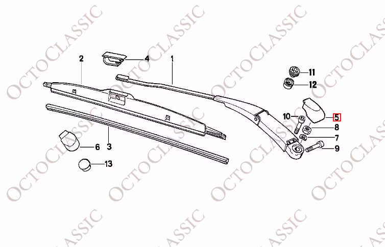 BMW E32 E34 Rear Wiper Arm Covering Cap Black 61611379514