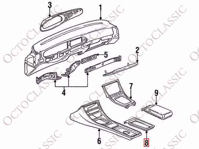 Porsche 944 968 Bandeja Consola Central Negro 94455215500