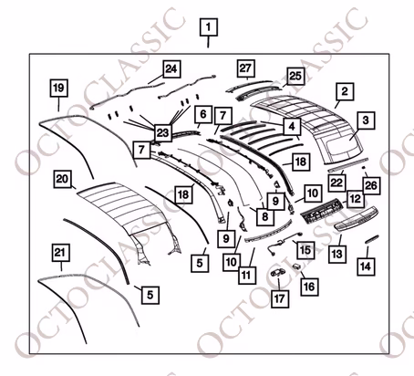 Kit de reparación de soporte de goma para techo corredizo Fiat 500, juego de 2, negro