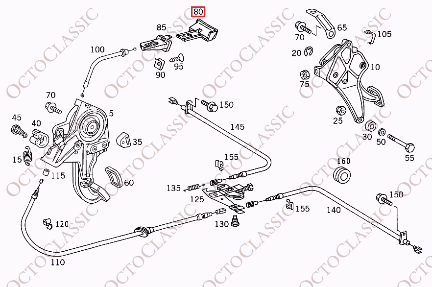 Mercedes R129 Parking Brake Release Lever Handle LHD Or RHD Black A1294200095 / A1294200195