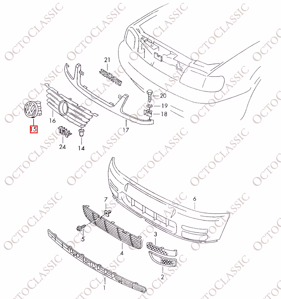 VW Corrado Facelift Griglia Frontale Emblema G-Lader G60 Nero 3A0853600