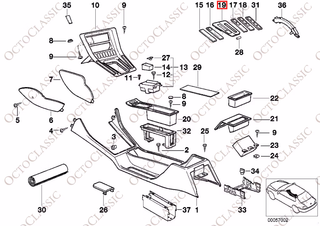 BMW E31 Gear Lever Cover Preselect Steptronic Black 51168221522