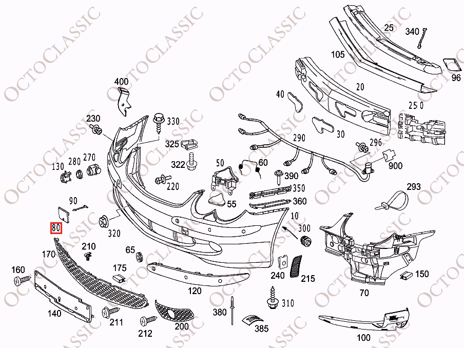 Mercedes R230 Paraurti anteriore Coperchio gancio traino Primed A2308850423