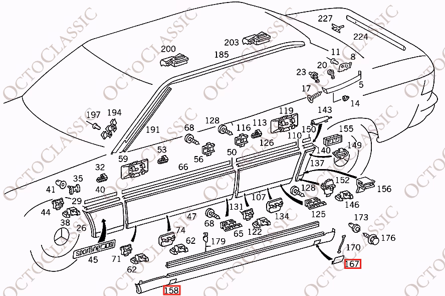 Mercedes W124 E500 Jack Covers Set Of 4 Primed A1246904340 & A1246904440 & A1246904340