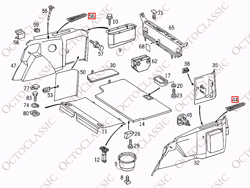 Moldura de ventilación de la ventana trasera del maletero del Mercedes W202 izquierda o derecha Todos los colores A2026940337 / A2026940437