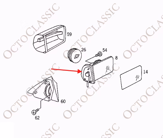Mercedes R129 W140 W210 Set di 2 cornici per specchietti laterali ripiegabili elettricamente, sinistra e destra 1408107716