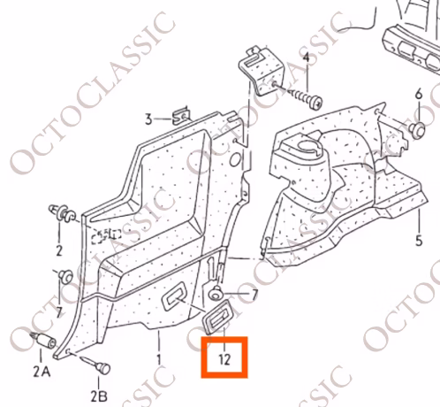 VW Corrado Trim Plate For Seat Belt Guide Black 535868523