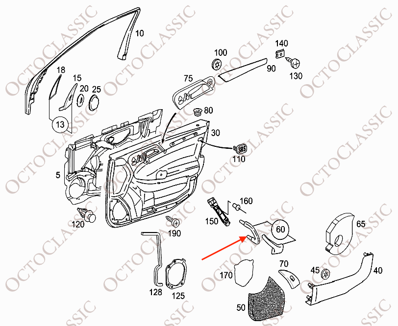 Maniglia Interna Portiera Anteriore Sinistra Per Mercedes Classe C W203 - Ricambio ABS Nero Con Numero OE 2038101551