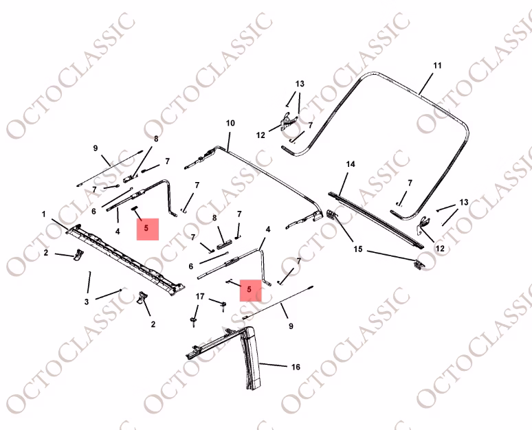 Jeep Wrangler Door Soft Top Side Bow Folding Lock Nero 68032496AA