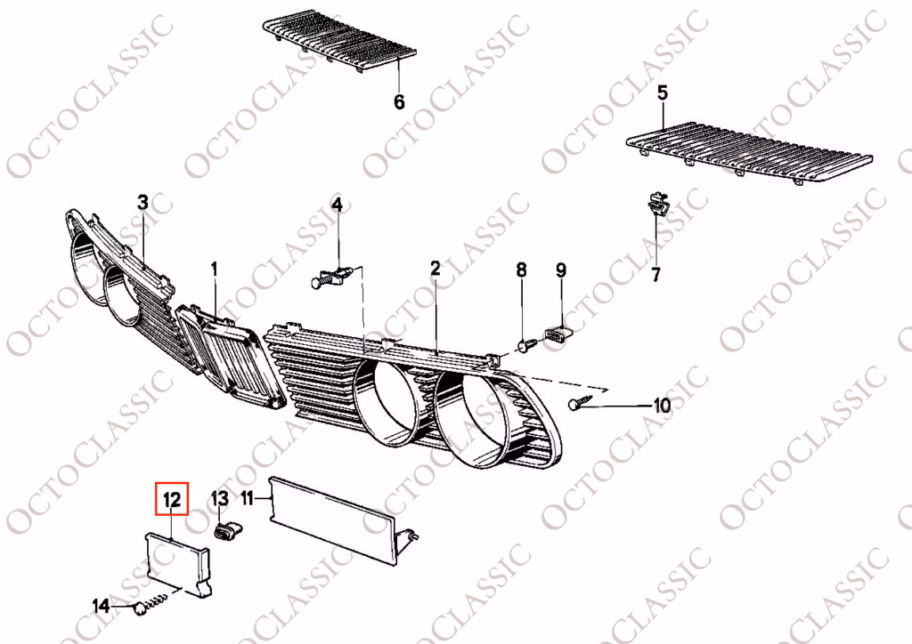BWM E28 Copertura fendinebbia anteriore sinistra e destra Nero 51711888653 / 51711888654