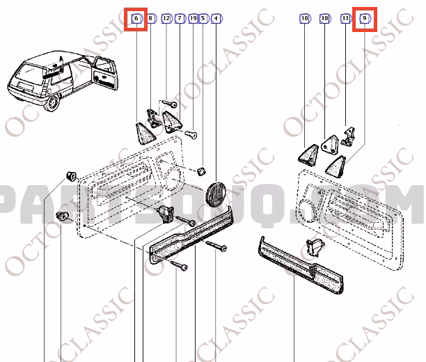 Renault 5 Calotta specchietto retrovisore interno elettrico sinistro o destro Colori 7700757679 / 7700757680
