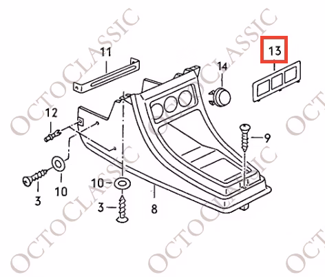 VW Golf Jetta Caddy Mk1 Audi 80 90 Mittelkonsolen-Anzeige Blindabdeckung alle Farben 171863267A