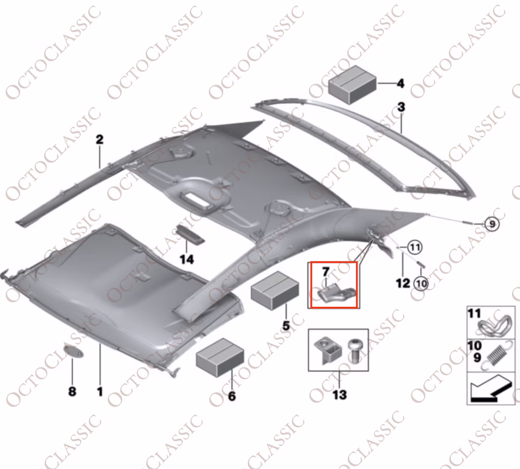 BMW E93 F33 F83 Cabrio C-Säulenklappenhalter links oder rechts schwarz 54377204891 / 54377204892