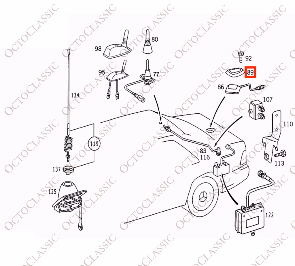 Mercedes W140 W208 CLK W210 GPS Antennenabdeckung Kappe Weite Version Unbearbeitet A1406903608