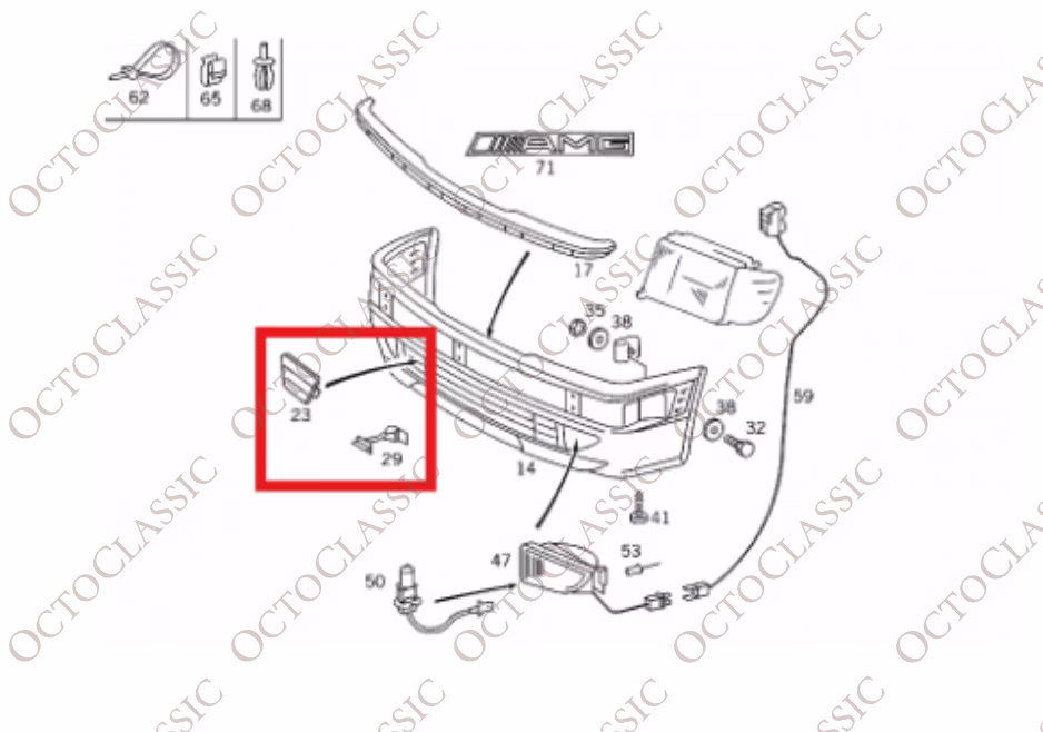 Mercedes W124 C124 2ª Gen AMG Copertura Gancio Traino Pronta per Verniciare HWA1248850126
