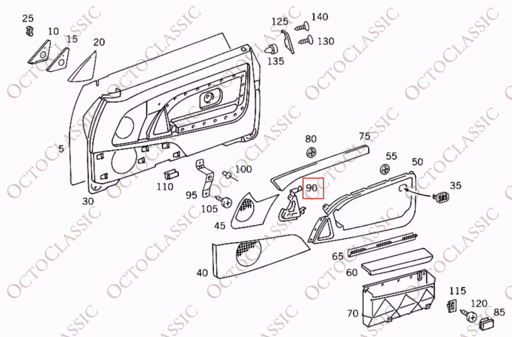 Mercedes R129 Cubierta Personalizada del Interruptor del Asiento con Memoria Madera y Colores de Interior Par A1297273788 / A1297273888