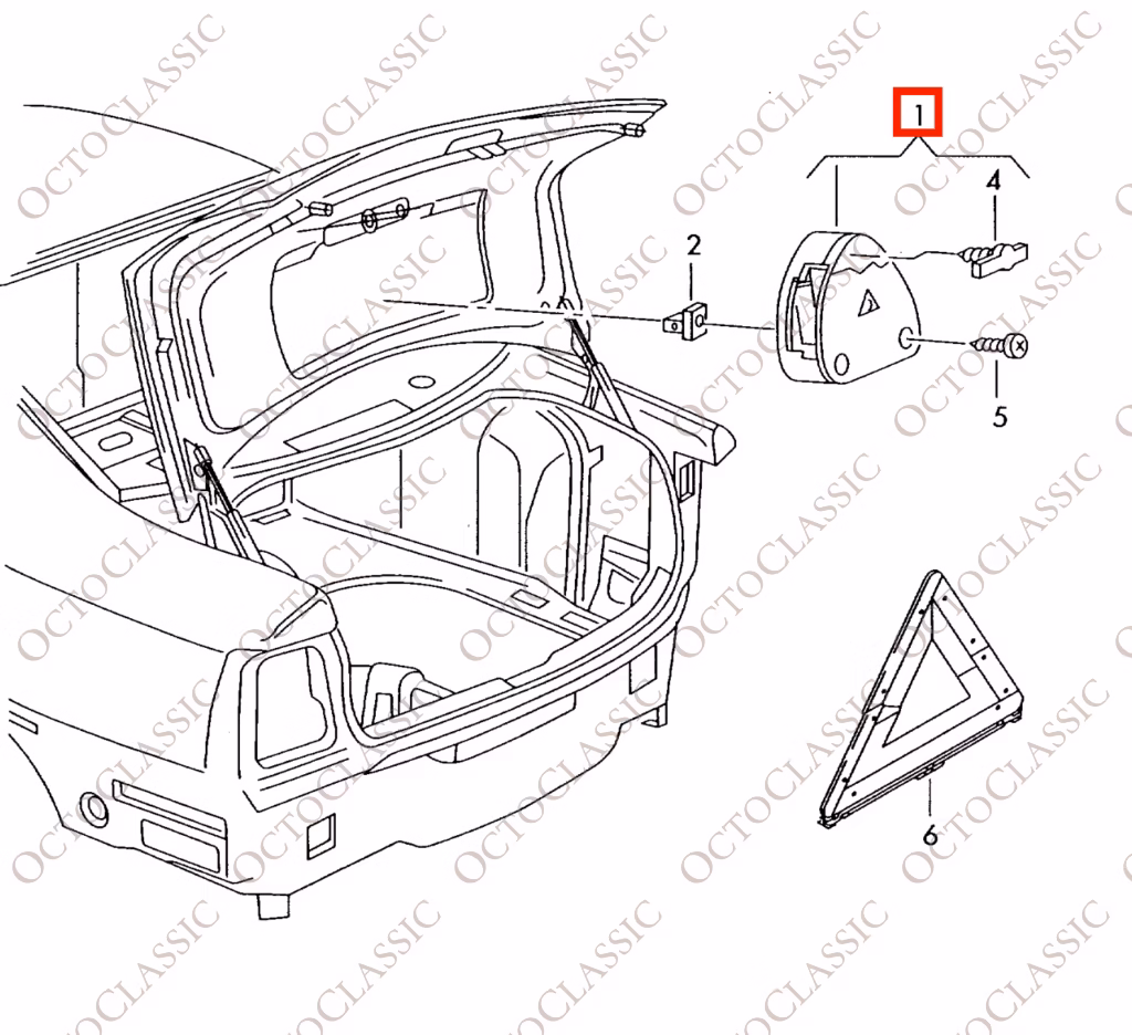 Audi A4 B6 B7 A6 C6 Limousine Warndreieck Halterung Kofferraum Schwarz 8E5860285A
