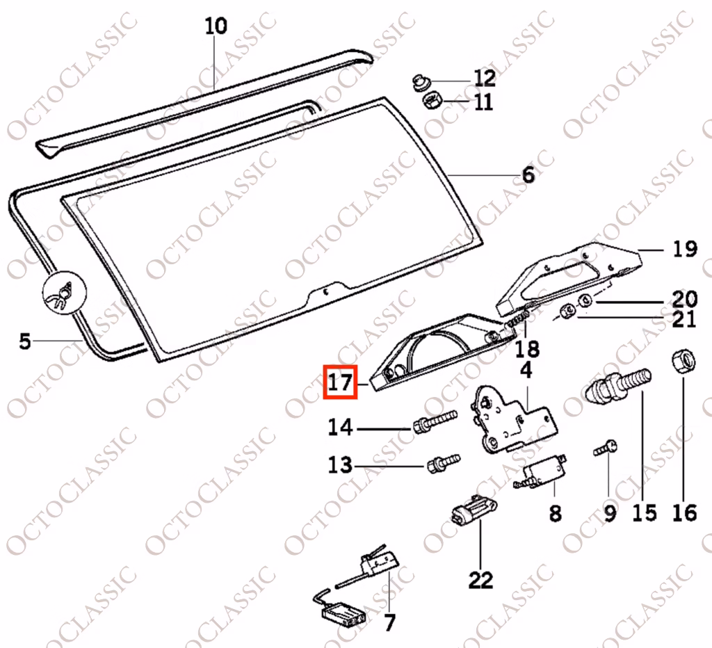 BMW E34 Touring Abdeckung Heckscheibenwischermotor Schwarz 51318149256
