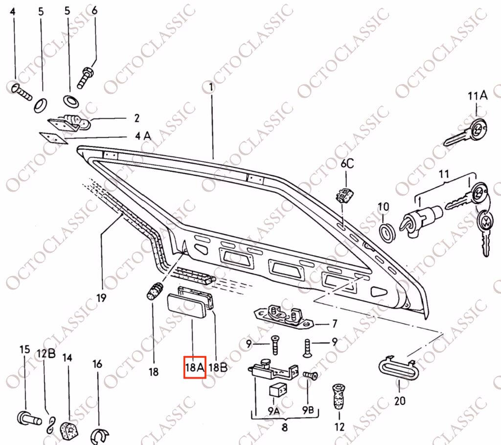 Volkswagen Golf Rabbit Mk1 Pokrywa Dostępowa Żarówki Światła Klapy Tylnej Czarna 171827645