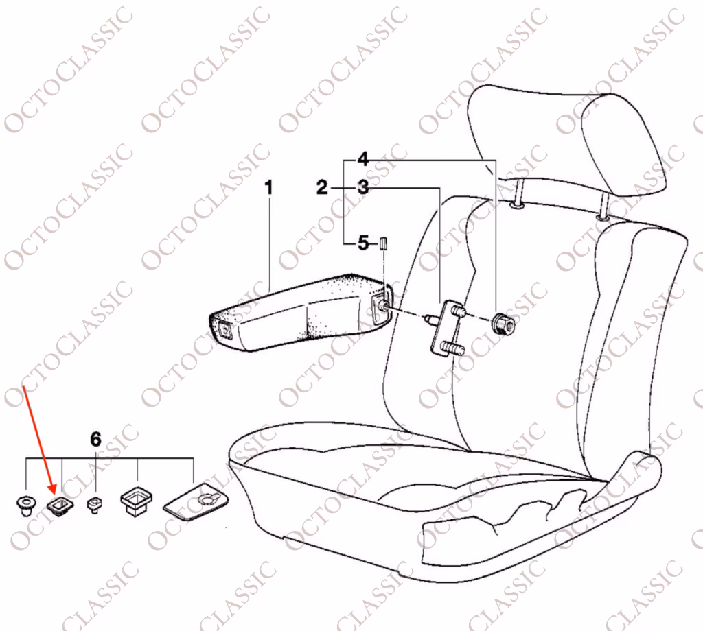 BMW E34 Finitura Pulsante Bracciolo Nera Set di 2 52102902040