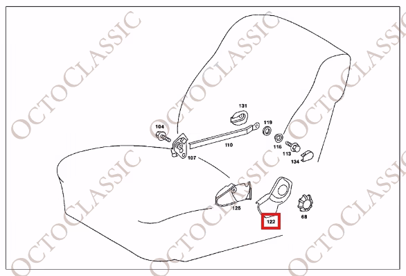 Mercedes C123 Copertura parte superiore del sedile interno reclinabile sinistra o destra A1239185130 / A1239184630