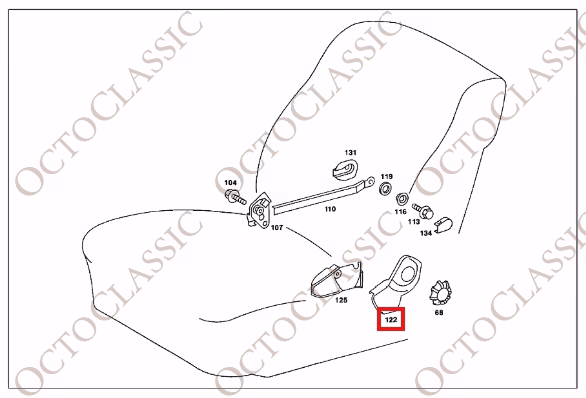 Mercedes C123 Osłona Górna Zewnętrzna Oparcia Siedzenia Lewa lub Prawa A1239184930 / A1239185030