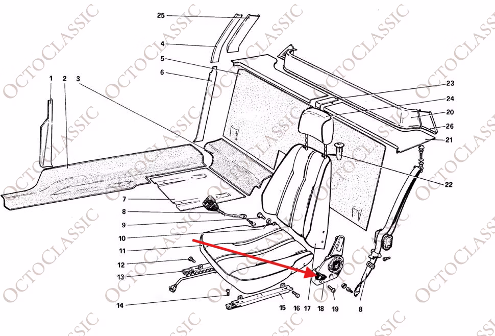 Ferrari 208 288 308 328 365 512 BB F40 Manopola del Regolatore del Sedile Nera Set di 2,