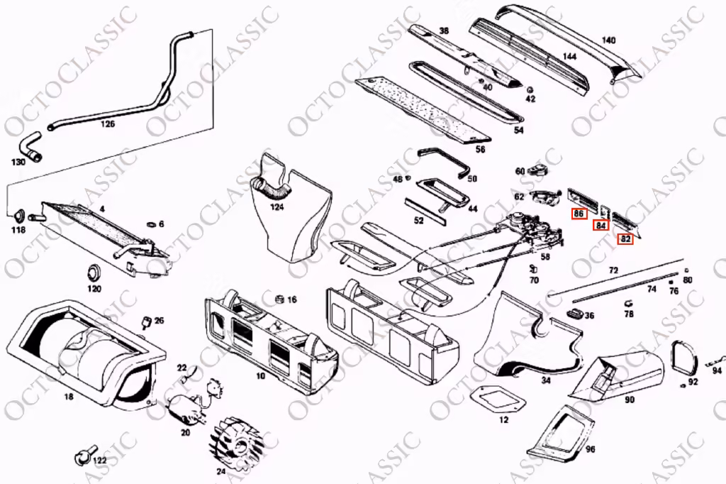 Mercedes W113 Pagode Dashboard Chrom Vent Trim Satz von 3 A1138301289 / A1138300889 / A1138300989