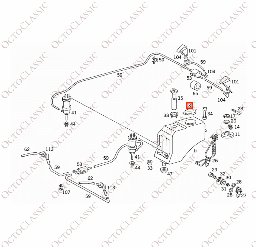 Mercedes W123 / W124 / W126 / W201 Windscreen Washer Reservoir Filler Cap Clear A1238690172 Mercedes W123 / W124 / W126 / W201 Windscreen Washer Reservoir Filler Cap Clear A1238690172