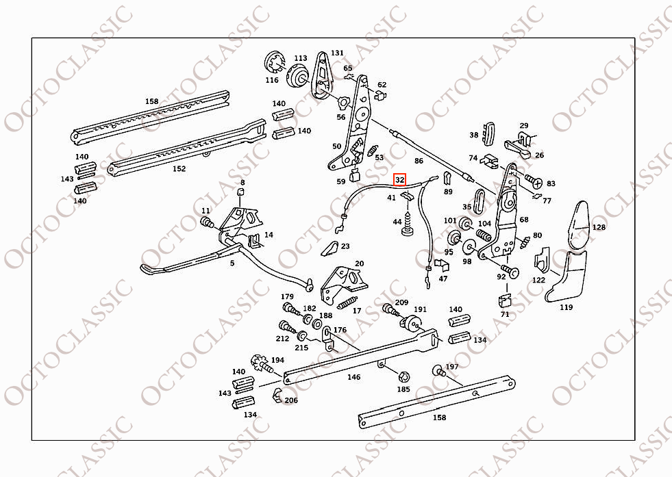 Mercedes R107 / C107 Seat Cable A1079100074 Mercedes R107 / C107 Seat Cable A1079100074