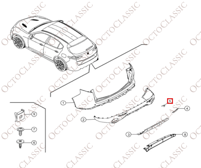 Alfa Romeo Stelvio Rear Bumper Towing Hook Cover Cap Black 50553753 Alfa Romeo Stelvio Rear Bumper Towing Hook Cover Cap Black 50553753