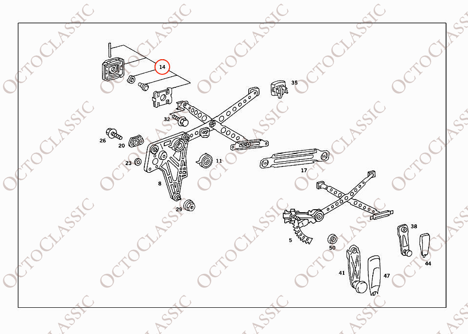 Mercedes W126 Window Regulator Clip Set of 4 A1267200146 Mercedes W126 Window Regulator Clip Set of 4 A1267200146