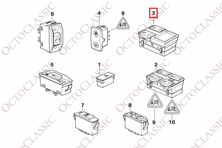 BMW E34 Driver Electric Window Mirror Switch Black 61311374491 1374491 BMW E34 Driver Electric Window Mirror Switch Black 61311374491 1374491
