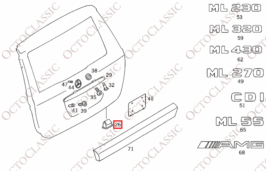 Mercedes W163 Rear Hatch Grab Handle Black A1637430072 Mercedes W163 Rear Hatch Grab Handle Black A1637430072