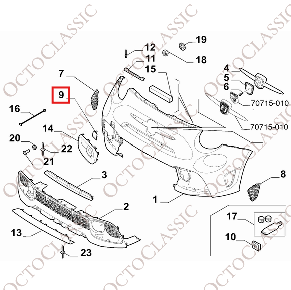 Fiat 500 Abarth 595 Front Bumper Hook Cap Primed 735643995 Fiat 500 Abarth 595 Front Bumper Hook Cap Primed 735643995