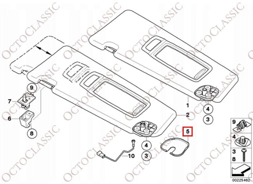 BMW X5 E70 Sun Visor Cover Set Of 2 51168037343 / 51168037344 BMW X5 E70 Sun Visor Cover Set Of 2 51168037343 / 51168037344