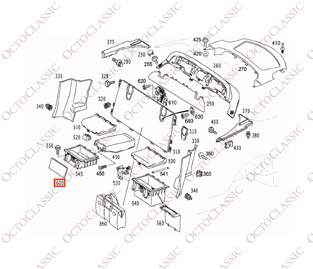 Mercedes SL R230 Rear Storage Box Cover Panel Left Or Right All Colors A2308100172 / A2308100272 Mercedes SL R230 Rear Storage Box Cover Panel Left Or Right All Colors A2308100172 / A2308100272