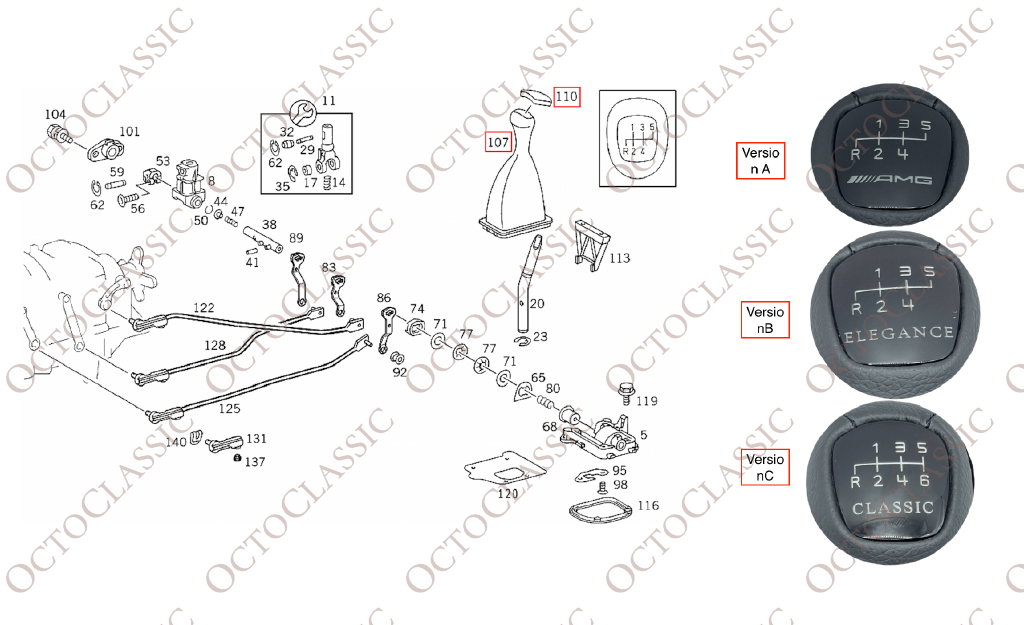 Mercedes W210 Gear Shift Knob Manual 3 Version A2102673710 Mercedes W210 Gear Shift Knob Manual 3 Version A2102673710