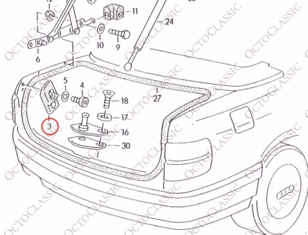 Audi Cabrio Zestaw Odbijak Tylnej Klapy 8G0827249D / 8G0827250D