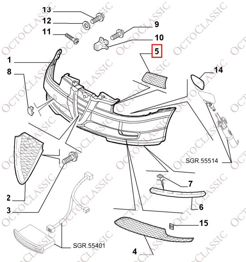 Alfa Romeo GT Griglia Paraurti Anteriore Sinistra o Destra Nero 71736455 71736454 Alfa Romeo GT Griglia Paraurti Anteriore Sinistra o Destra Nero 71736455 71736454