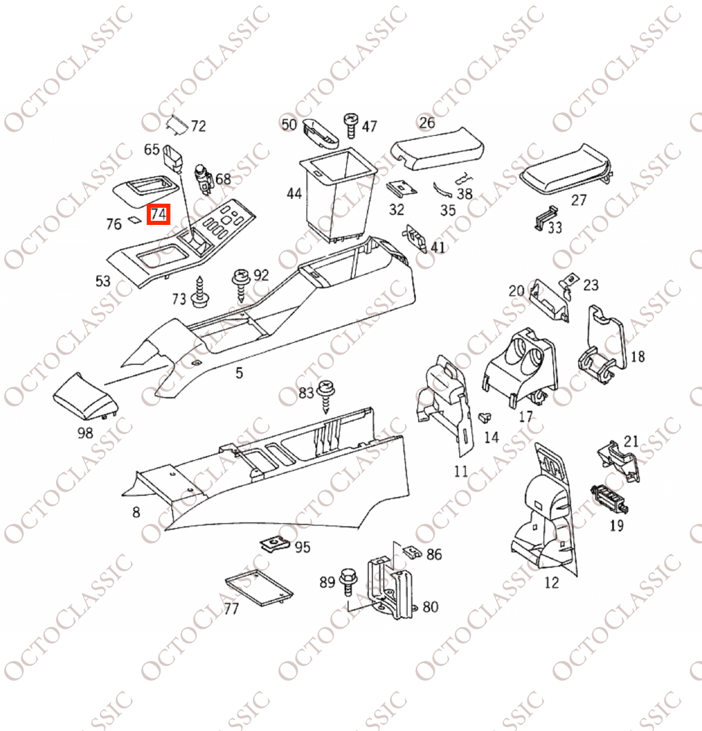 Mercedes ML W163 Shifter Frame Trim Black A1636830408 Mercedes ML W163 Shifter Frame Trim Black A1636830408