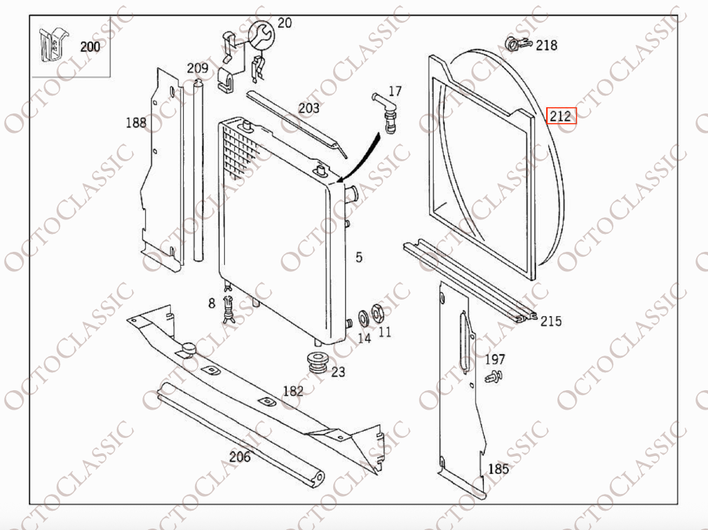 Mercedes W124 / S124 / C124 / A124 Radiator Fan Shroud A1245054155 Mercedes W124 / S124 / C124 / A124 Radiator Fan Shroud A1245054155