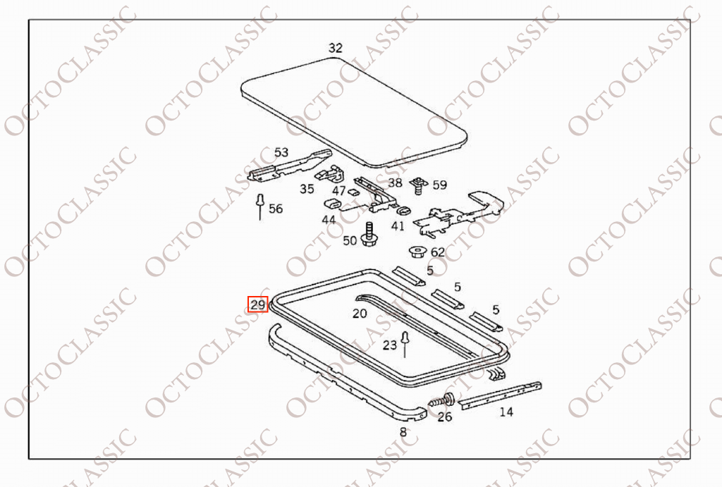 Mercedes W126 / C126 / W140 / C140 / W463 Sunroof Sliding Seal A1267800098 / A1407800098 Mercedes W126 / C126 / W140 / C140 / W463 Sunroof Sliding Seal A1267800098 / A1407800098
