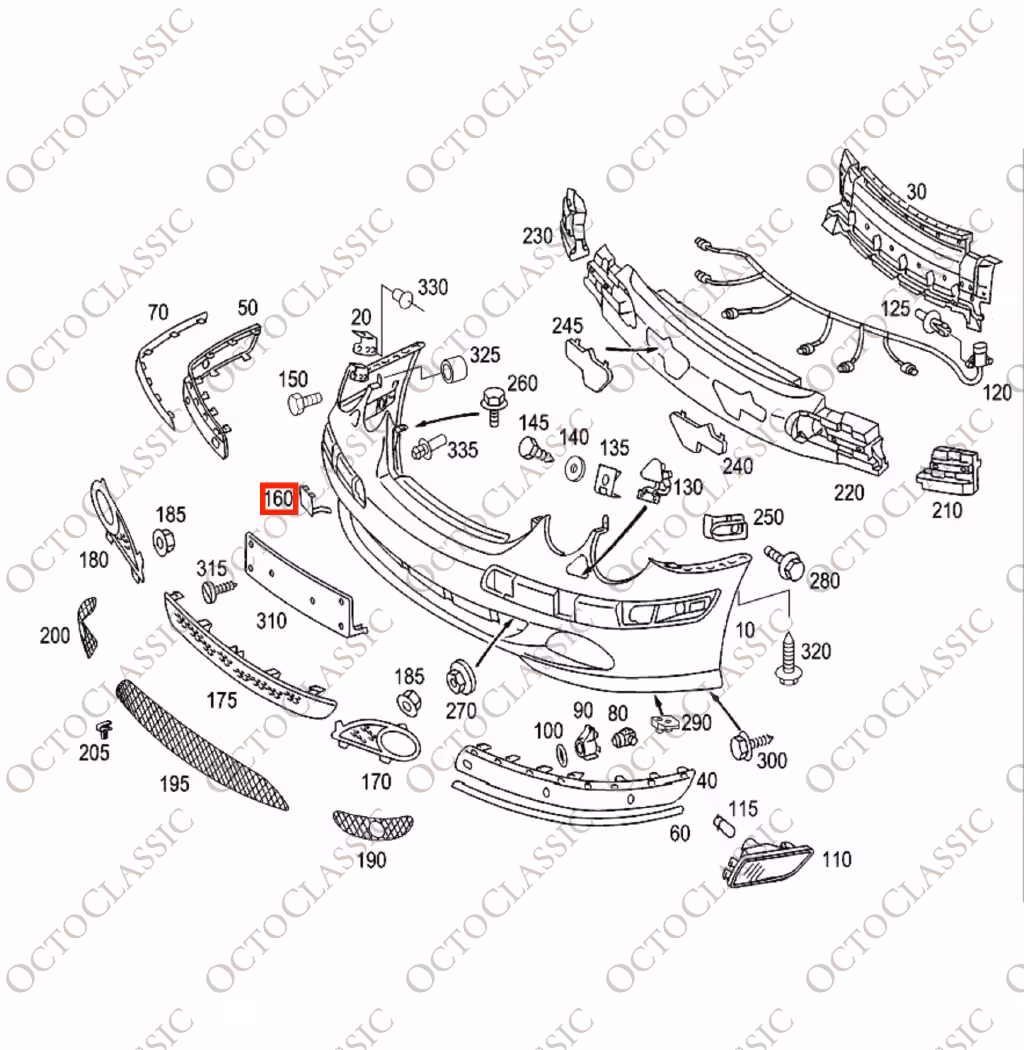 Mercedes W215 CL65 AMG osłona haka holowniczego przedniego zderzaka zagruntowana A2158851522