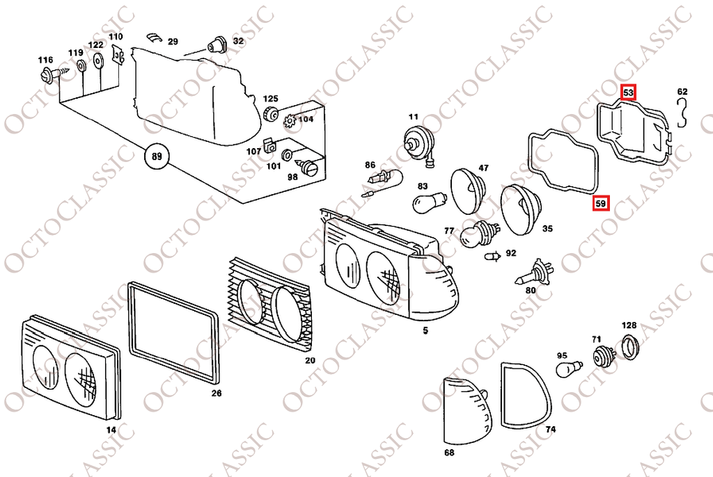 Mercedes W123 Headlight Cover And Seal A0008261024 A1238260280 Mercedes W123 Headlight Cover And Seal A0008261024 A1238260280