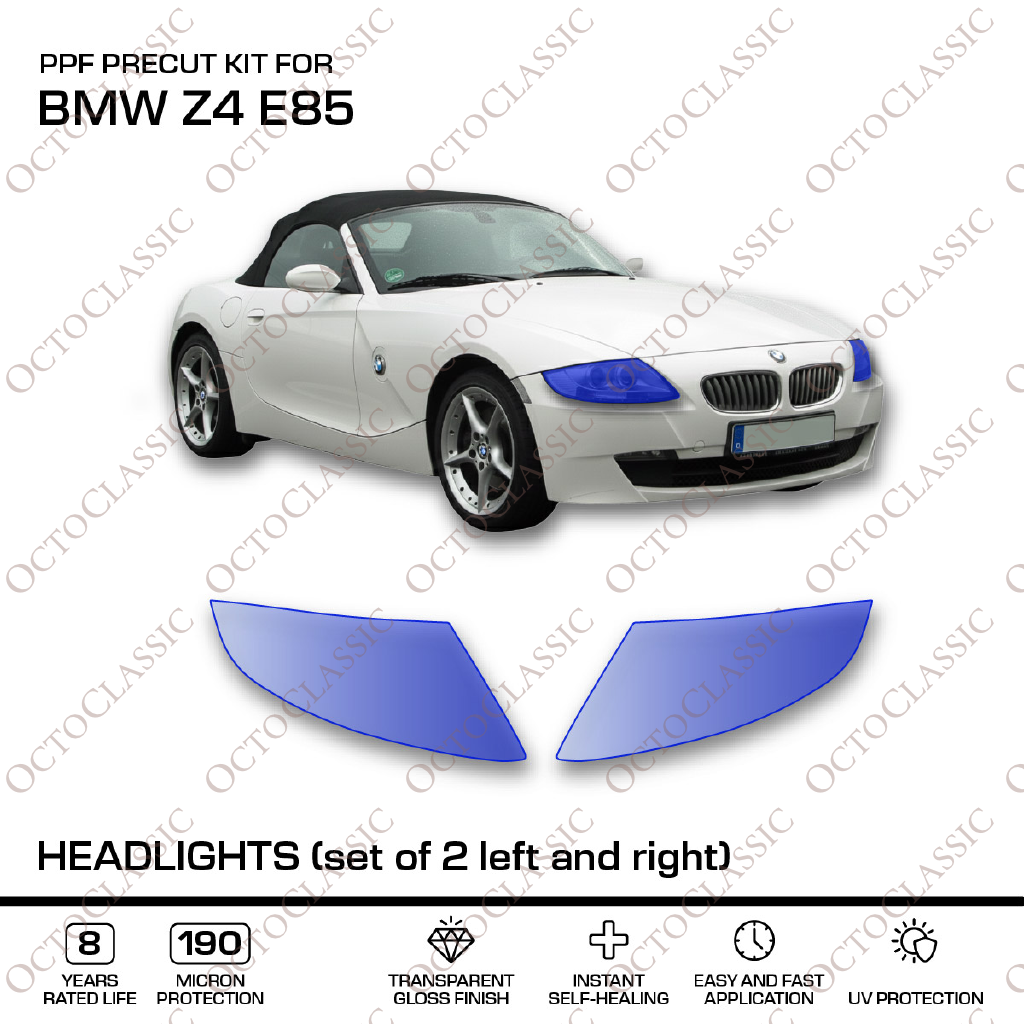 BMW Z4 E85 Headlights – PPF Paint Protection Film Precut – Set Of 2 Left And Right