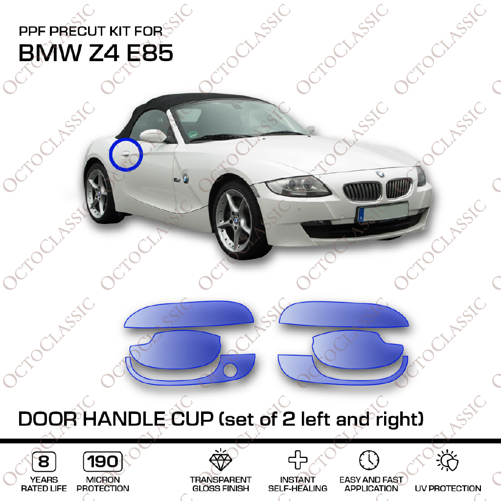 BMW Z4 E85 Manija de la puerta Copa – PPF película de protección de pintura precortada – Juego de 2 izquierda y derecha