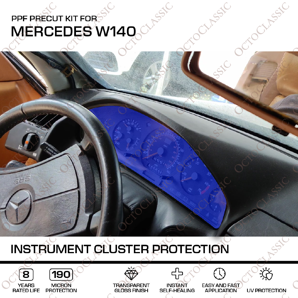 Mercedes W140 Instrument Cluster Protection – PPF Paint Protection Film Precut