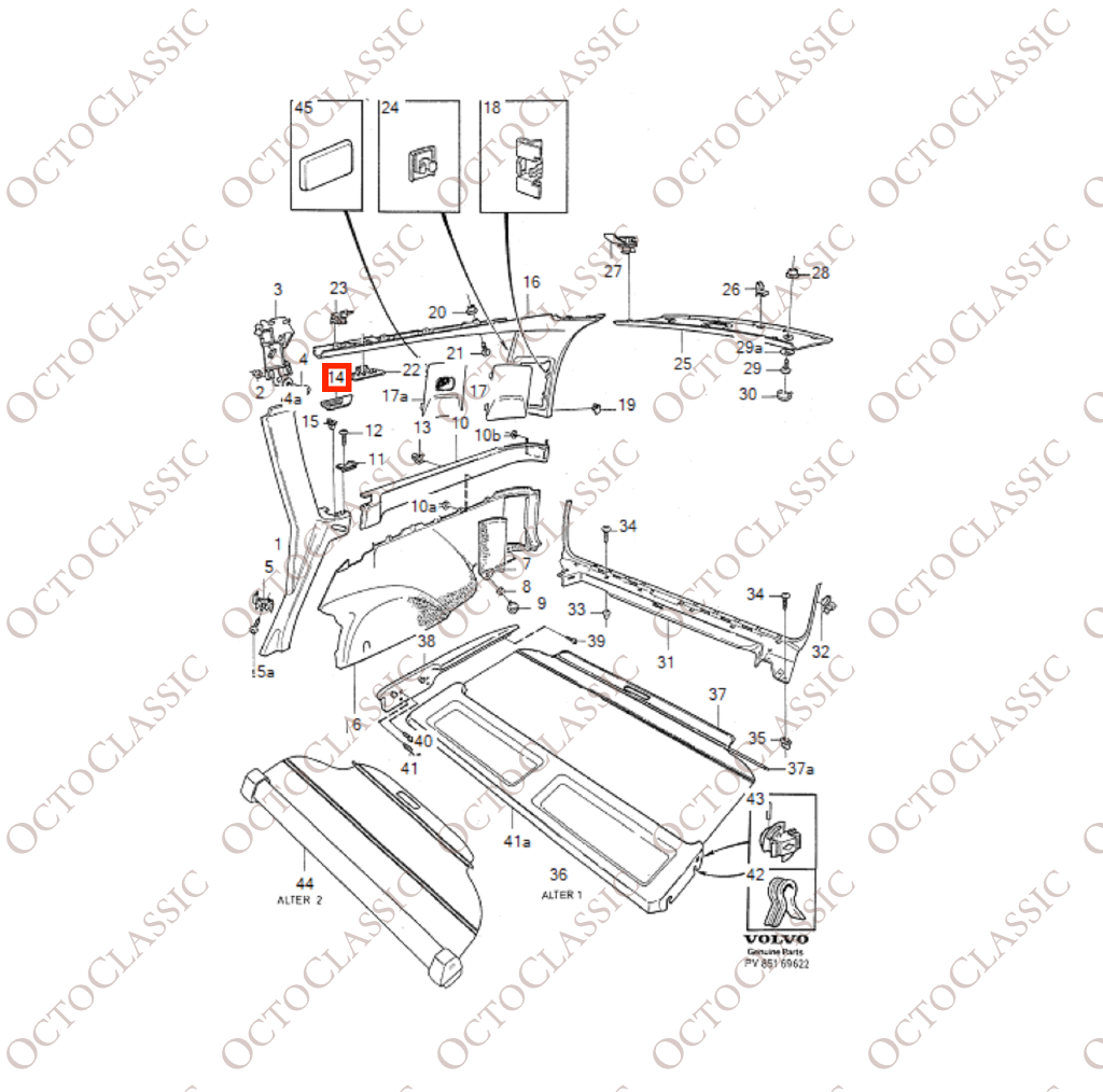 Volvo 850 / V70 C-Pillar Rear Seat Belt Cover Trim 9425119 / 9425127 Volvo 850 / V70 C-Pillar Rear Seat Belt Cover Trim 9425119 / 9425127